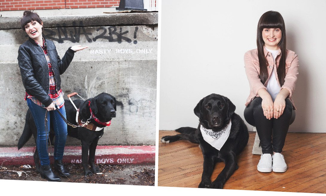 слепая девушка с собакой