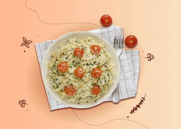 Блюдо дня: паста со шпинатом, сливками и запечёнными помидорами