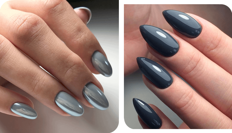серый маникюр