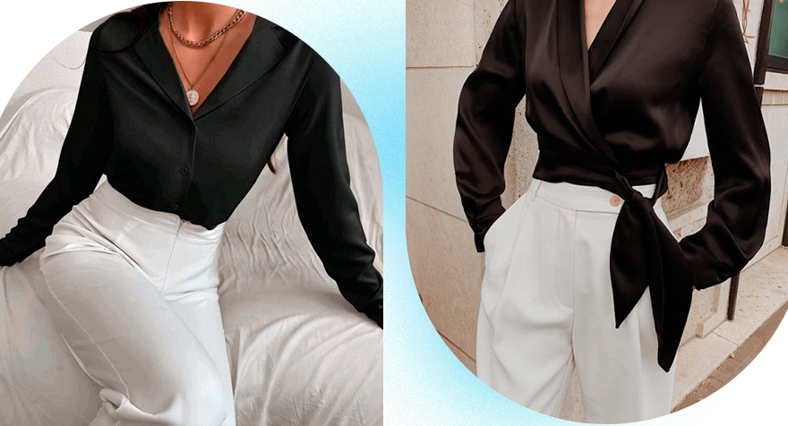 черная рубашка и белые брюки