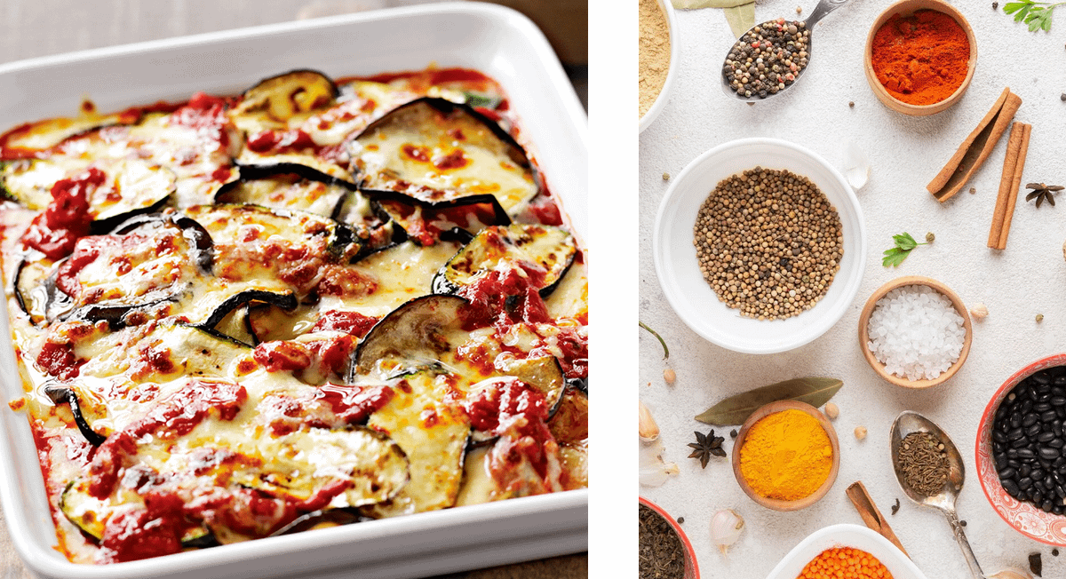 запечённые овощи с зеленью и сыром