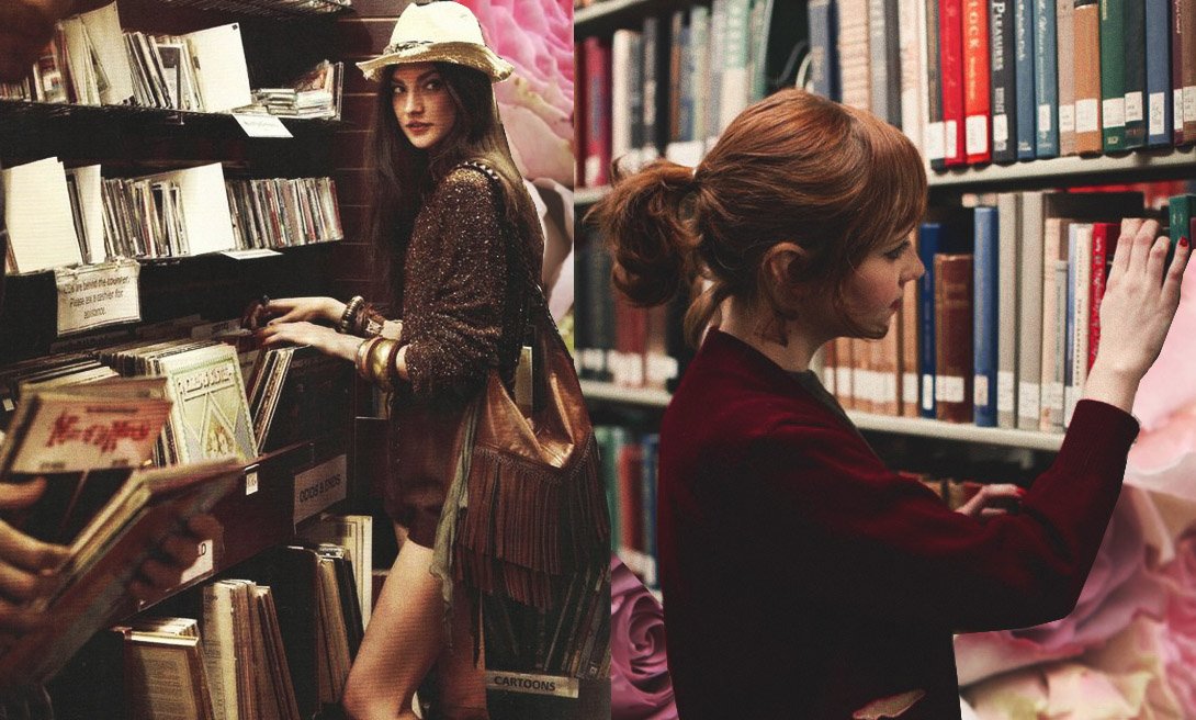 Картинка девушек в библиотеке. Почитать хорошие книги - отличное времяпрепровождения когда ты одинока.